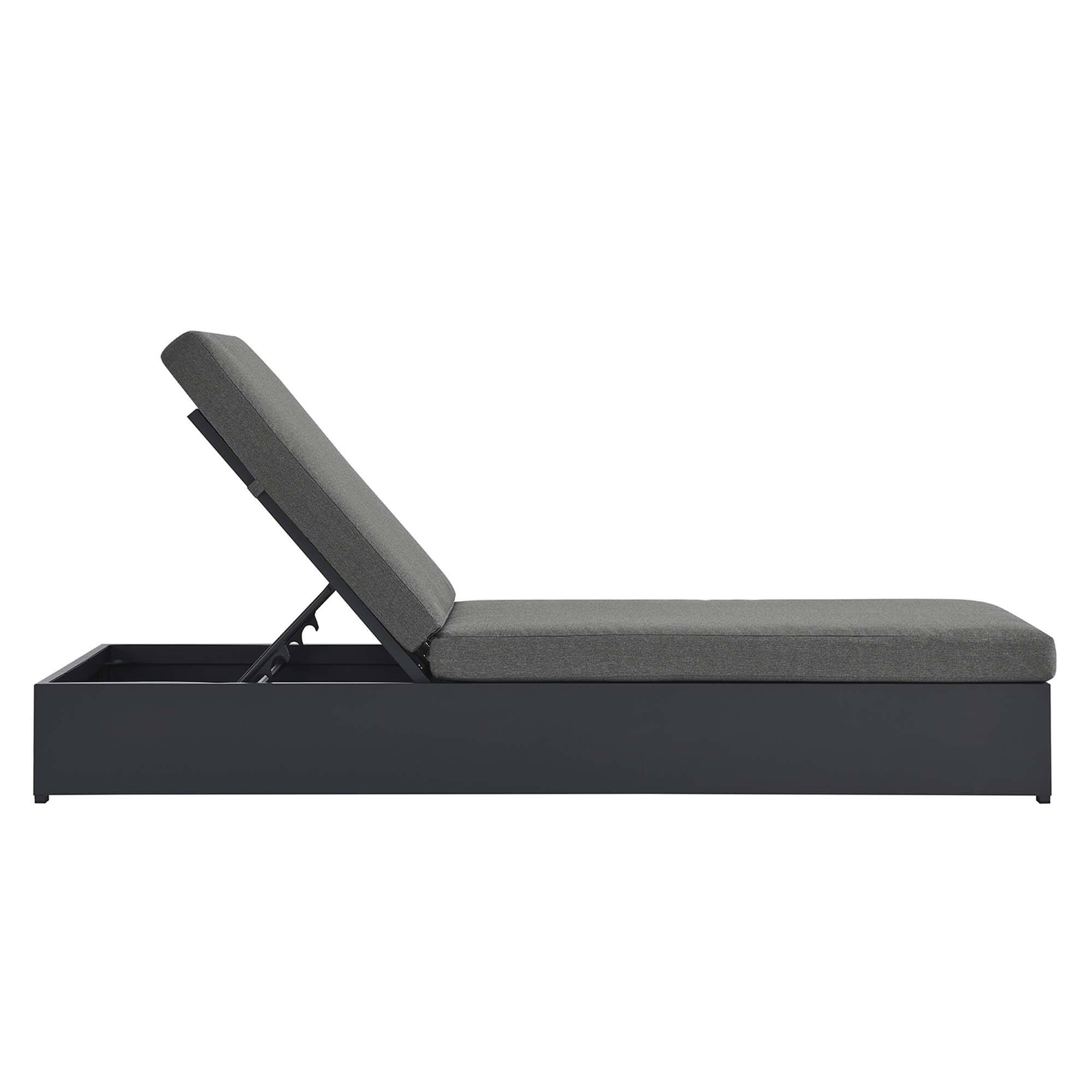 Alt View 3. Modway - Tahoe Outdoor Patio Powder-Coated Aluminum Chaise Lounge Chair by Modway - Gray Charcoal.