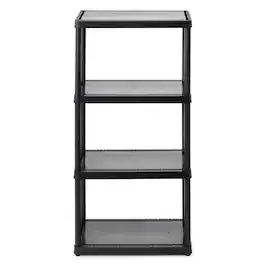 Gracious Living - 4 Shelf Fixed Height Solid Light Duty Home Storage Unit - Black