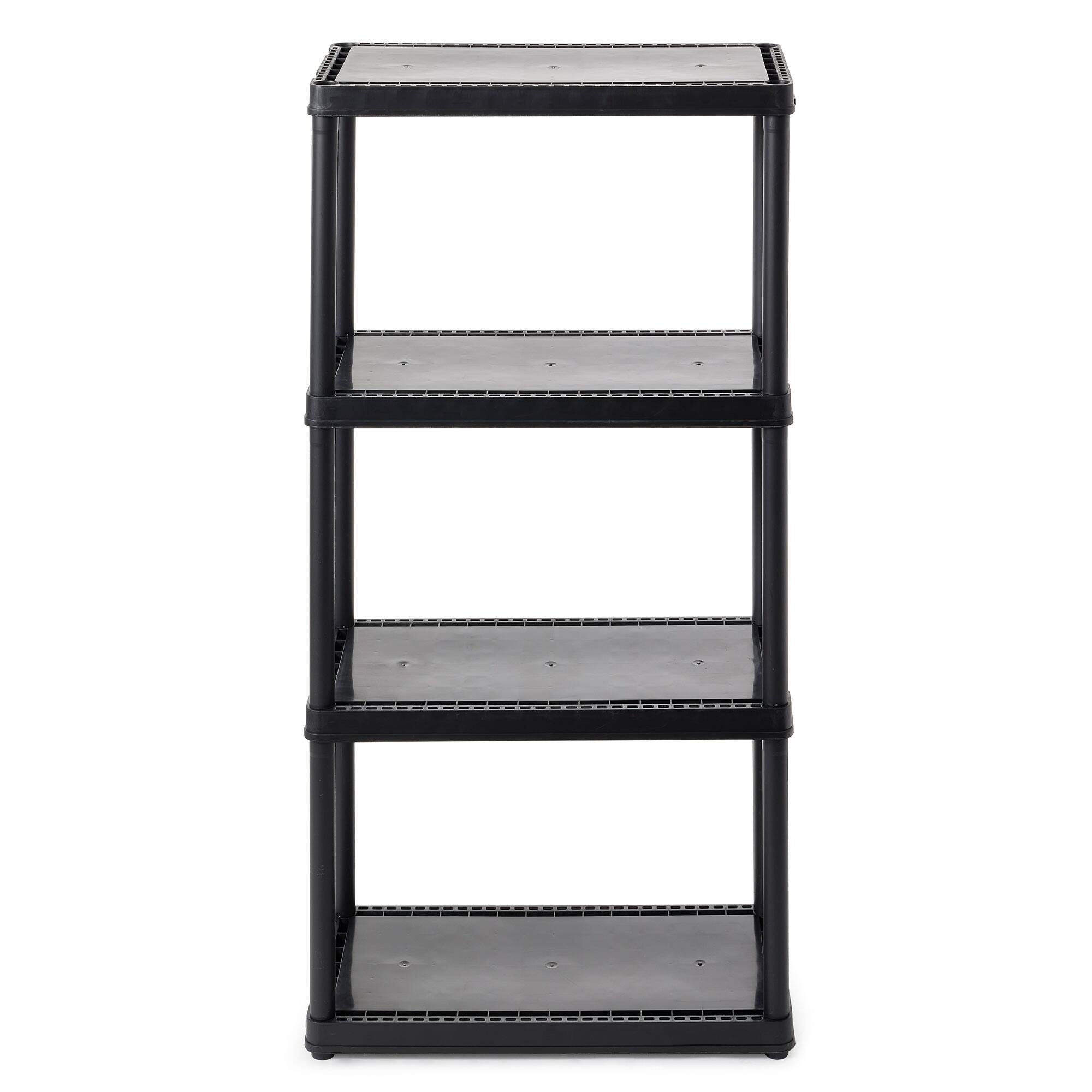 Gracious Living - 4 Shelf Fixed Height Solid Light Duty Home Storage Unit - Black