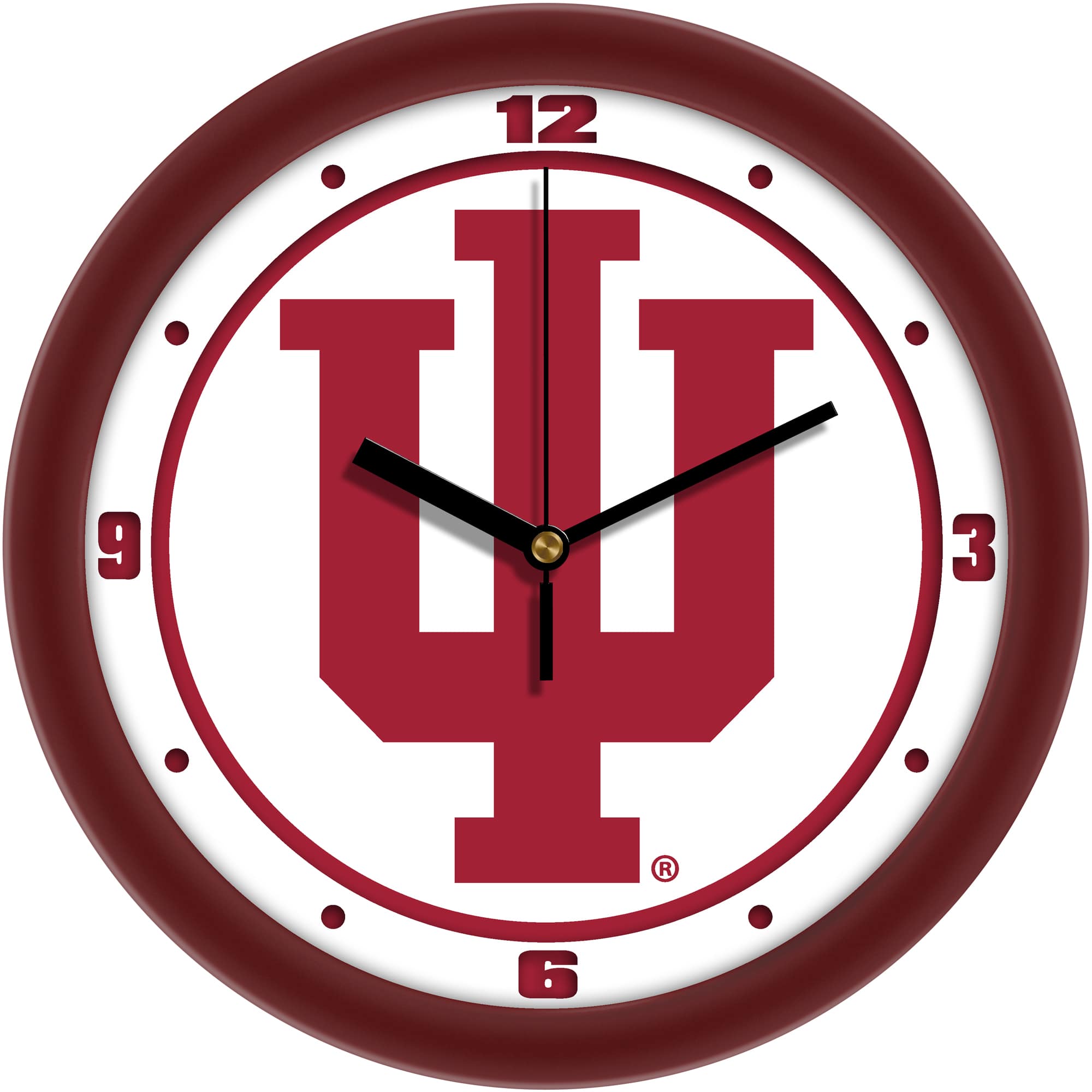 MpDirect - Indiana Hoosiers 11.5'' Suntime Premium Glass Face Traditional Logo Wall Clock - Multicolor