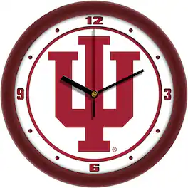 MpDirect - Indiana Hoosiers 11.5'' Suntime Premium Glass Face Traditional Logo Wall Clock - Multicolor