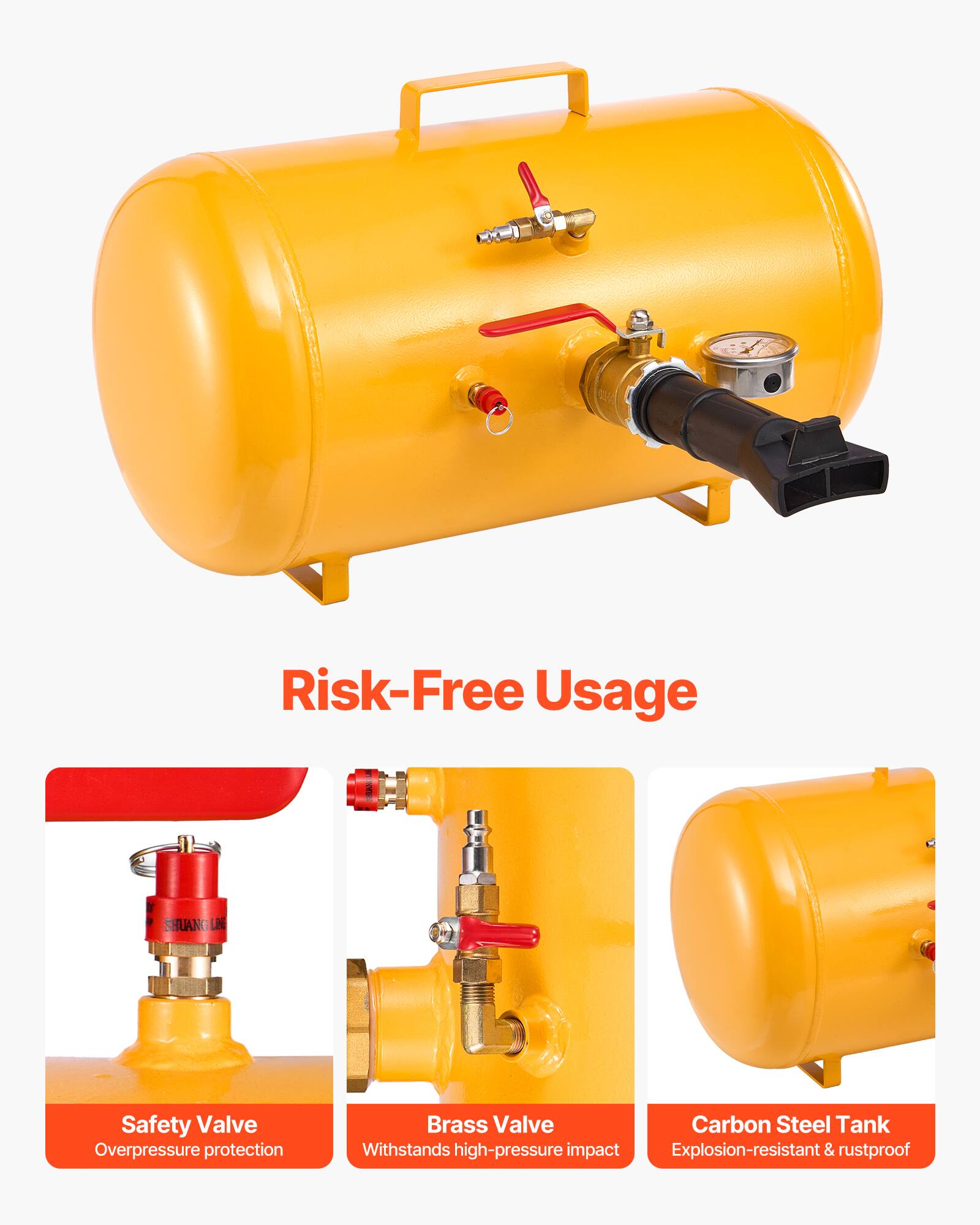 Risk-Free Usage

SHUANG Z Safety Valve
Overpressure protection

Brass Valve
Withstands high-pressure impact

Carbon Steel Tank
Explosion-resistant & rustproof