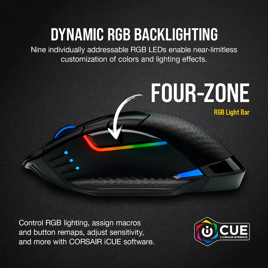 CORSAIR DARK CORE RGB PRO Wireless FPS/MOBA/MMO Optical Gaming Mouse ...
