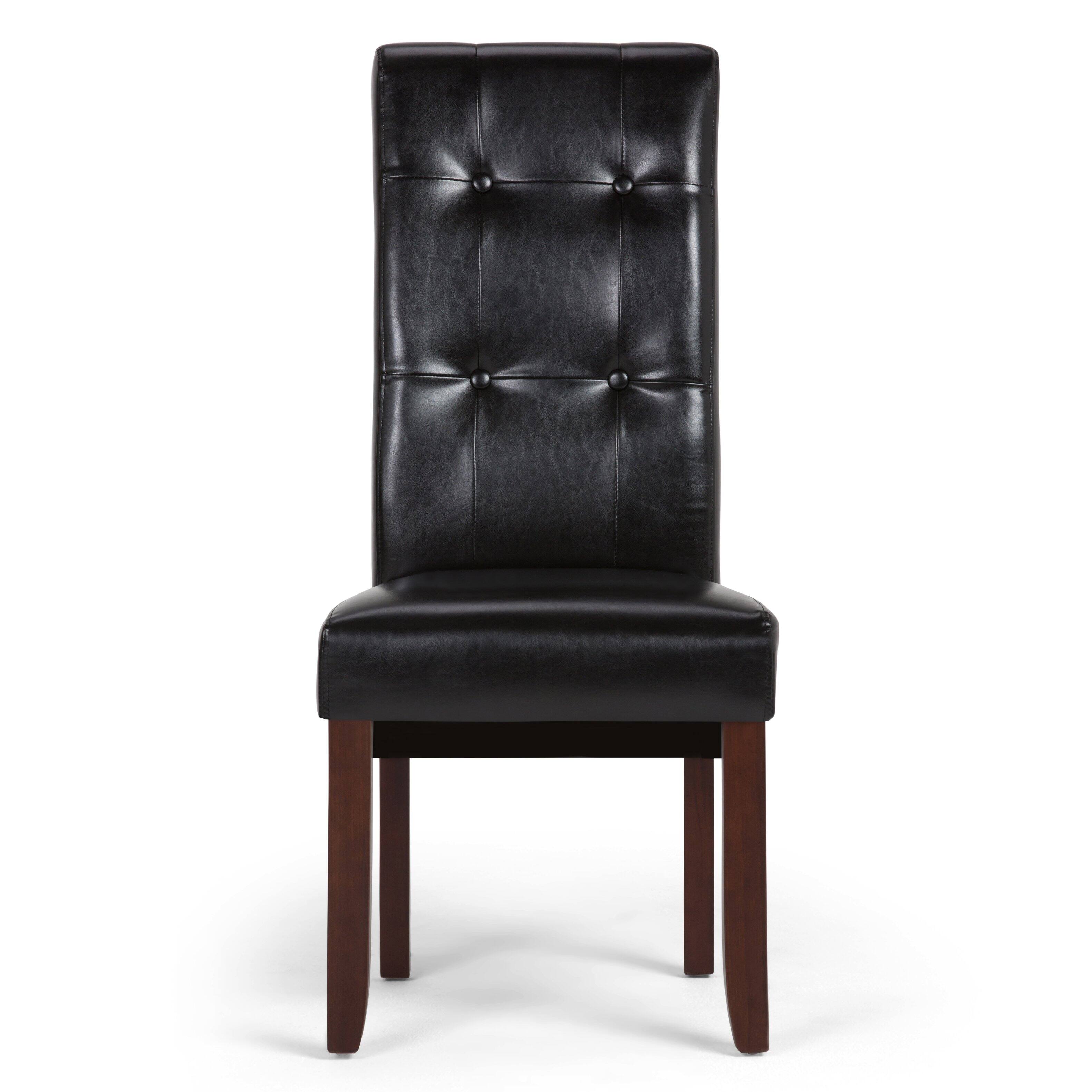 Left. Simpli Home - Cosmopolitan Parson Chair (Set of 2) in Midnight Black - Midnight Black.