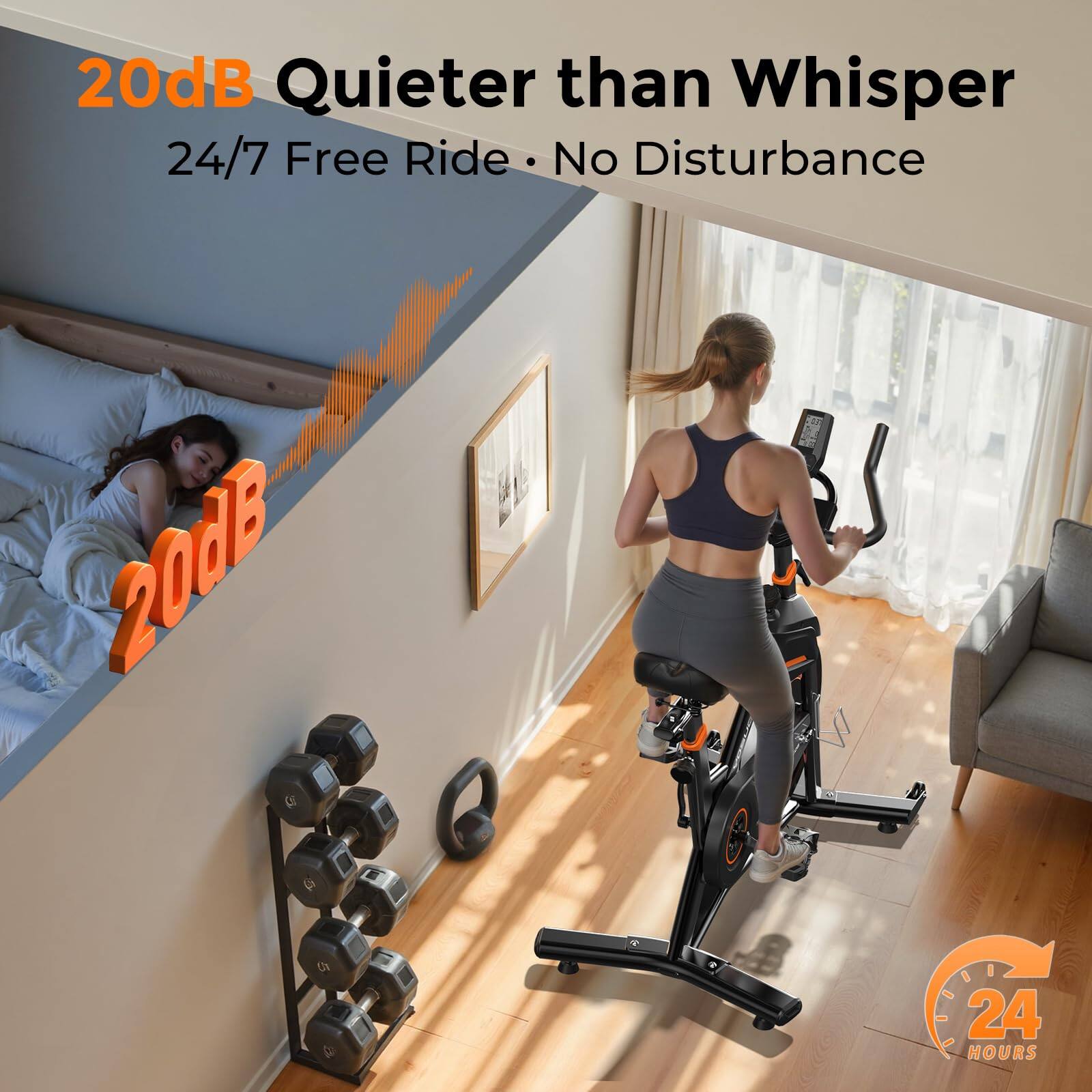 20dB Quieter than Whisper  
24/7 Free Ride • No Disturbance  
20dB  
24 HOURS