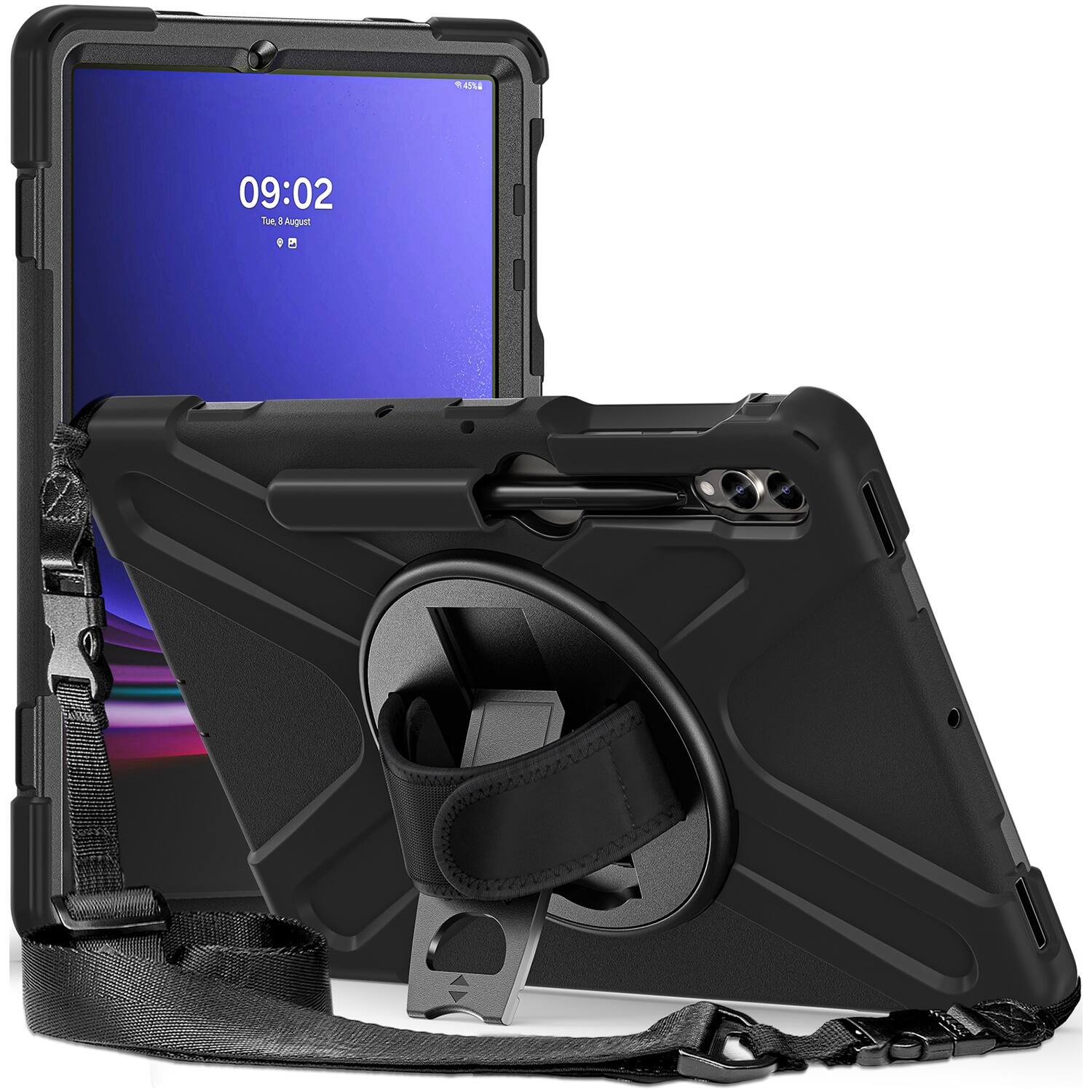 Alt View 12. SaharaCase - DEFENSE-X Series Case for Samsung Galaxy Tab S10+, Tab S9+, Tab S9 FE+, and Tab S8+ - Black.