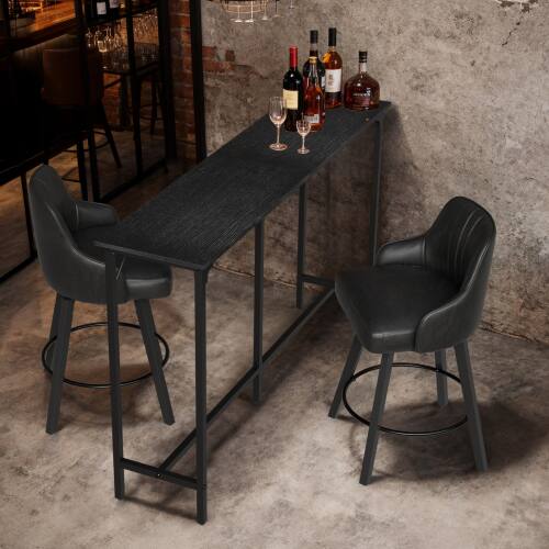 Alt View 4. Winado - 43"-71" Wooden Top Bar Long Counter Height Pub Table with Robust Metal Frame and Easy-Clean Surface Scratch for Bar - Black-63"x39"x15".