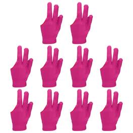 Unique Bargains - Three Fingers Pool Gloves, Billiards Left Hand Cue Sport Gloves 10pcs - Fits Women Men Billiard Shooter Carom Snooker - Fuchsia