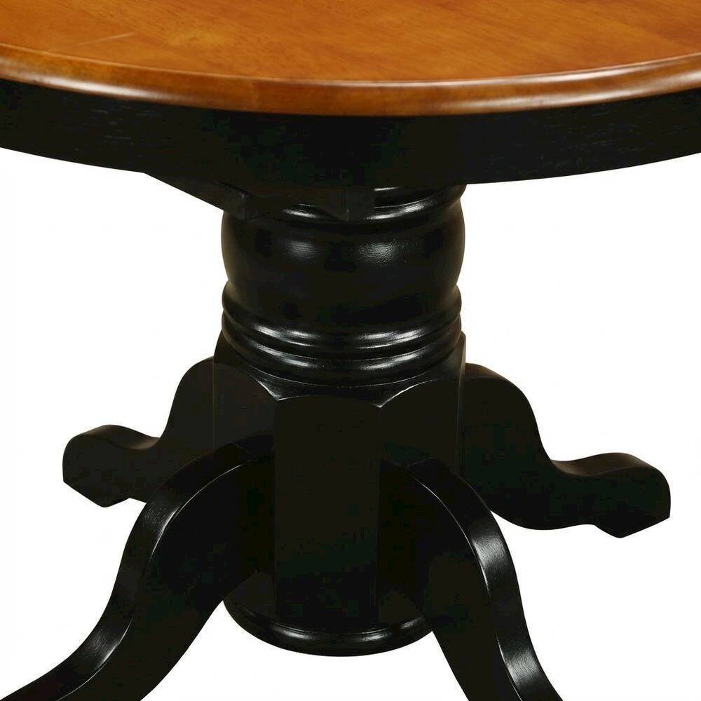 Back. FurniFact - Black Oval Pedestal Table - Black And Cherry.