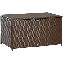 Outsunny - 113 Gallon Deck Box, Rattan Outdoor Storage Box, Waterproof Storage Container for Indoor, Patio Furniture Cushions - Brown