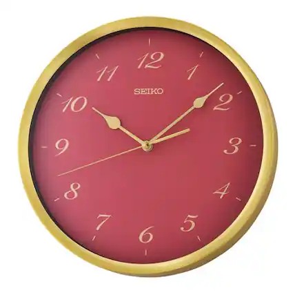 Front. Seiko - Seiko 12" Saito Wall Clock, Garnet - Garnet.