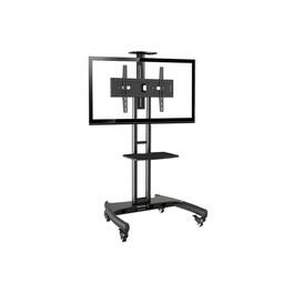 Rocelco - VSTC 32"-70" Mobile Flat Screen, Monitor, A/V and TV Cart with A/V Component and Webcam Shelves - Black