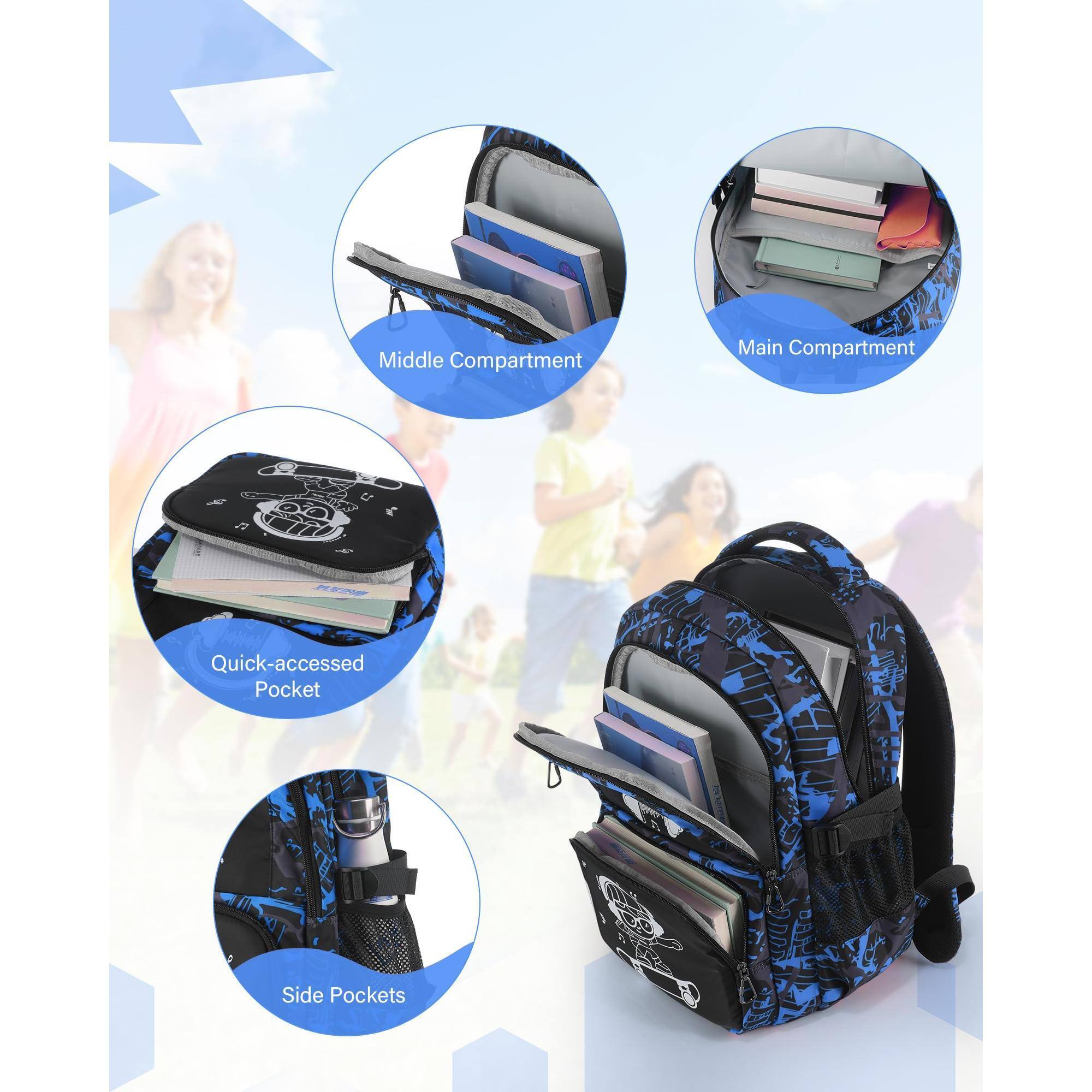 Alt View 1. Cozy Serene - School Backpack For Backpacks Camo Bookbag Teens Middle Bags Waterproof Travel Backpack-blue - Green.