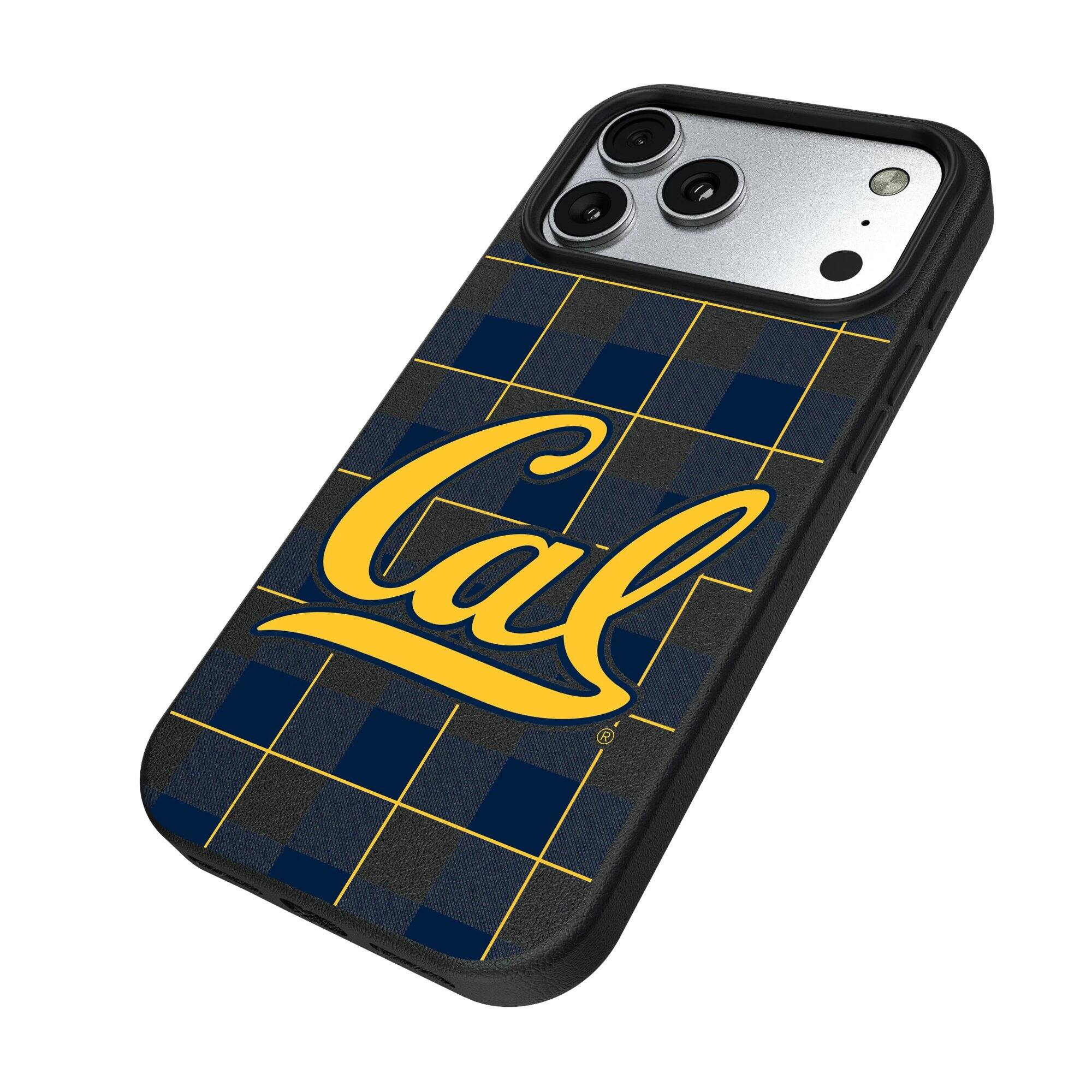 Alt View 1. Keyscaper - Cal Bears Plaid Magnetic Bump iPhone Case - 15 - Black.