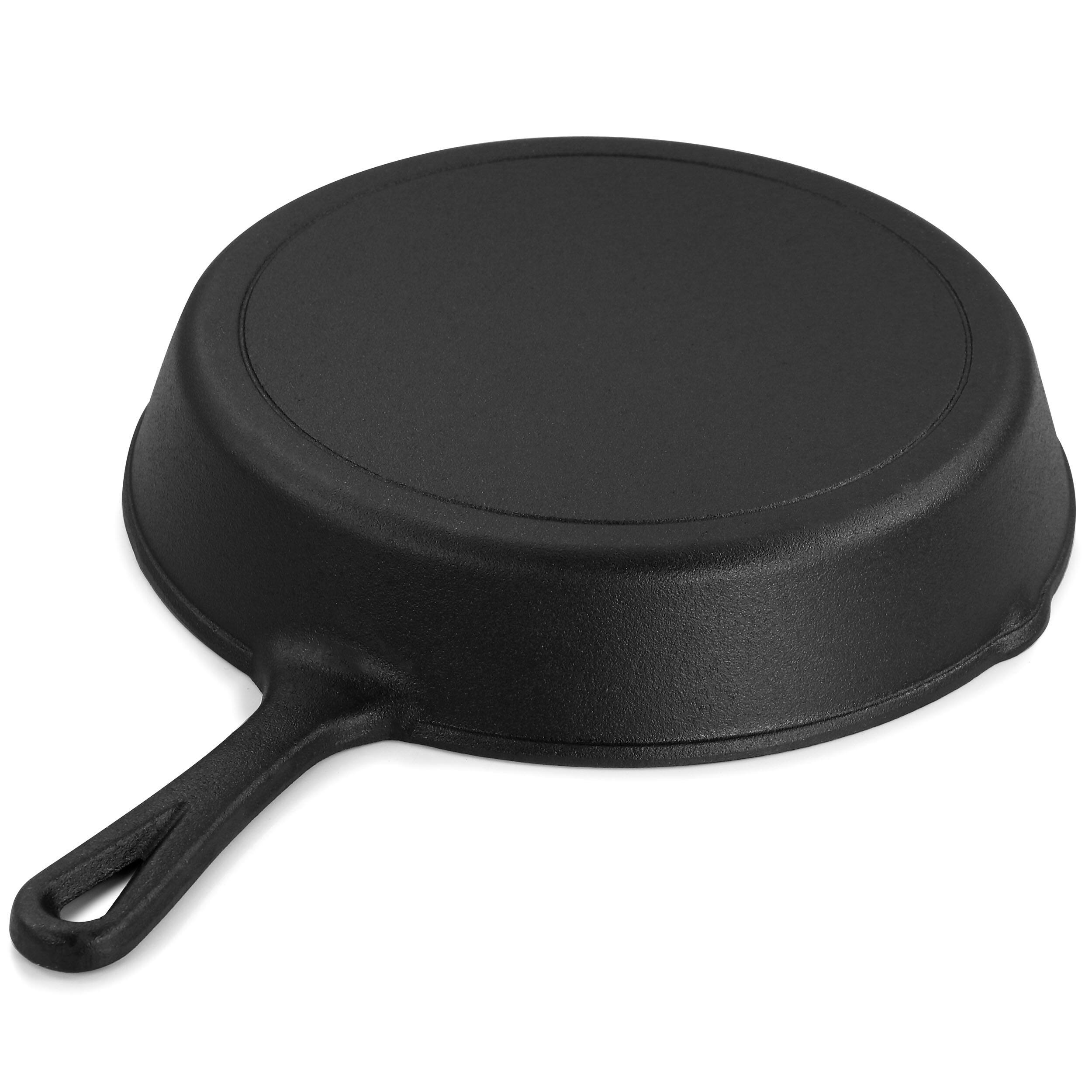 Alt View 2. MegaChef - MegaChef 10 Inch Round Preseasoned Cast Iron Frying Pan with Handle in Black - Black.