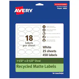 Avery - EcoFriendly Oval Labels, 1-1/2" x 2-1/2", 450ct - White