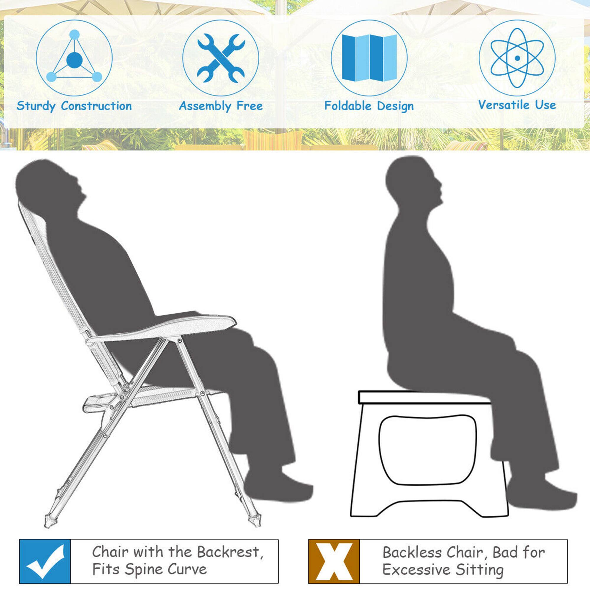 Sturdy Construction, Assembly Free, Foldable Design, Versatile Use, Chair with the Backrest, Fits Spine Curve, Backless Chair, Bad for Excessive Sitting
