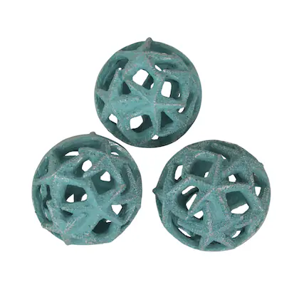 Front. Fancy That - Coastal Starfish Orbs Set of 3 - Beach-Inspired Home Accent for Centerpieces - Light Blue.