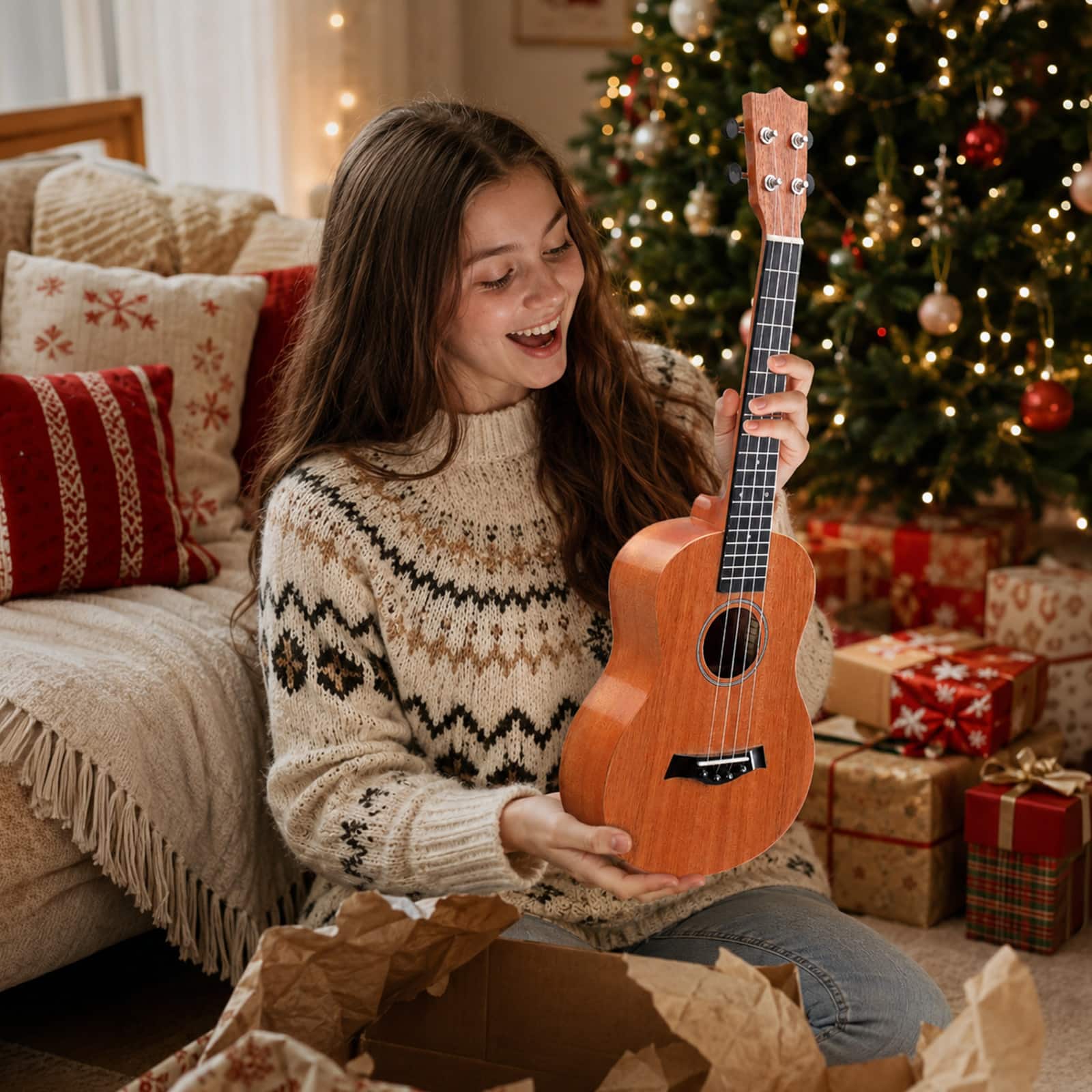 "Winado - 23"" Mahogany 4-String Soprano Ukulele Kit Includes Gig Bag, Strap, Picks, Strings and Cleaning Cloth - Natural" price history on PriceWatchPro