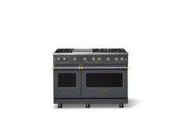 Viking - Pro 5 Series 6.1 Cu. Ft. Freestanding Sealed 6 Burner LP Gas Convection Range/Griddle - Cast Black w. Brushed Brass - Cast Black