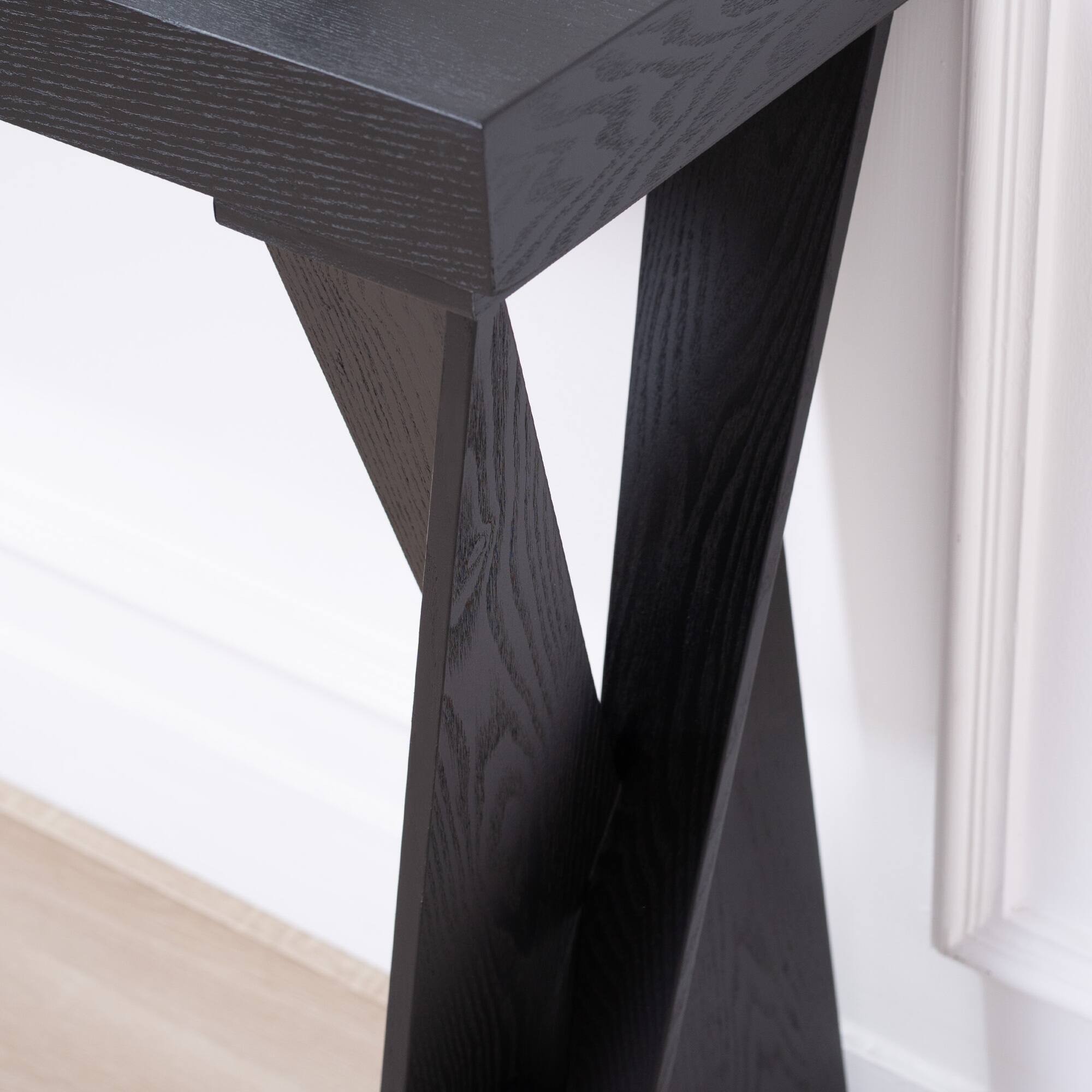 Alt View 4. GOODSILO - Modern Narrow Console Table with Crossed Legs for Entryway Hallway Living Room or Office - Black.