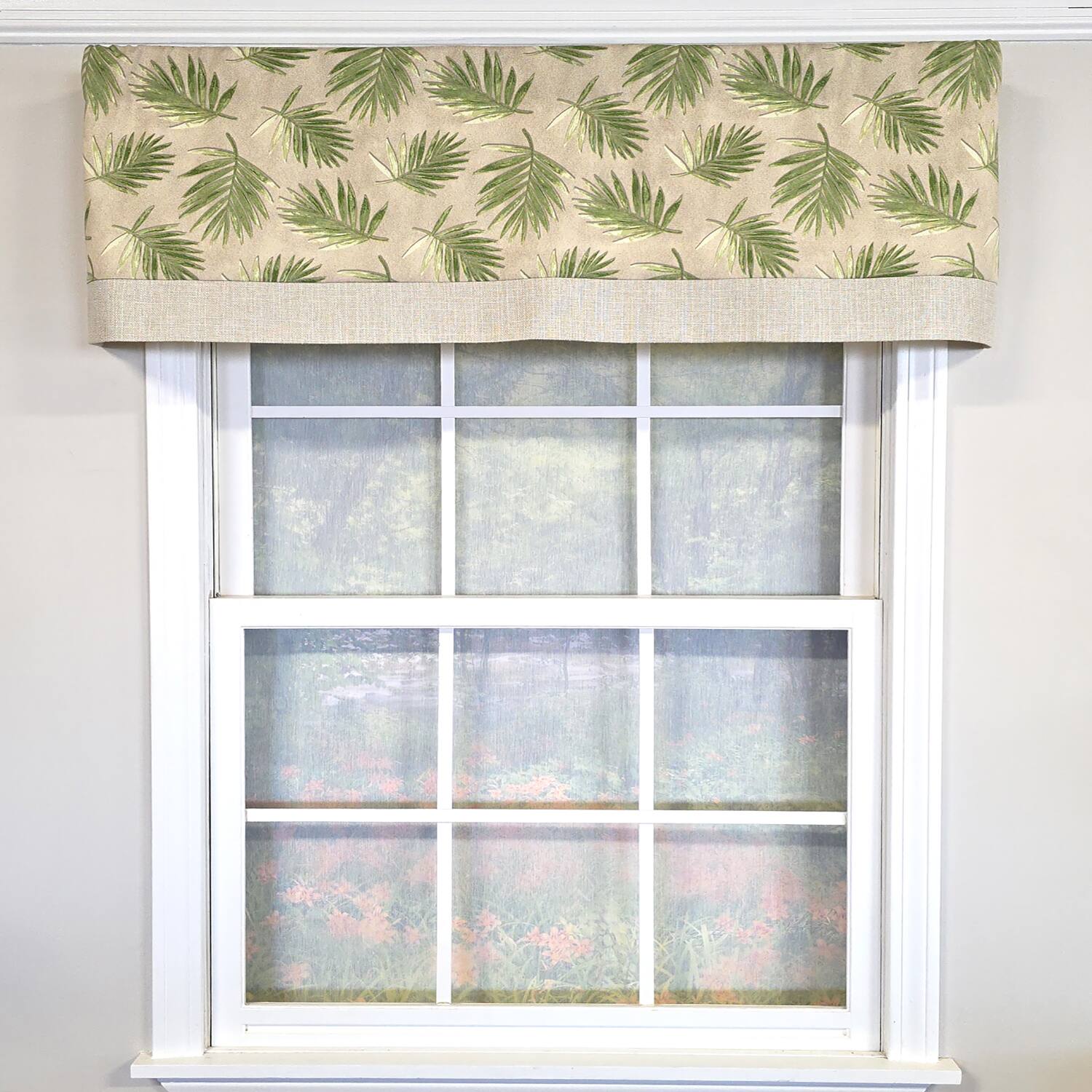 Angle. RLF Home - RLF Home 100% Cotton Hawthorn Banded With Poly/Cotton Ivory lining Rod Pocket Valance 50" x 17" Taupe - Taupe.