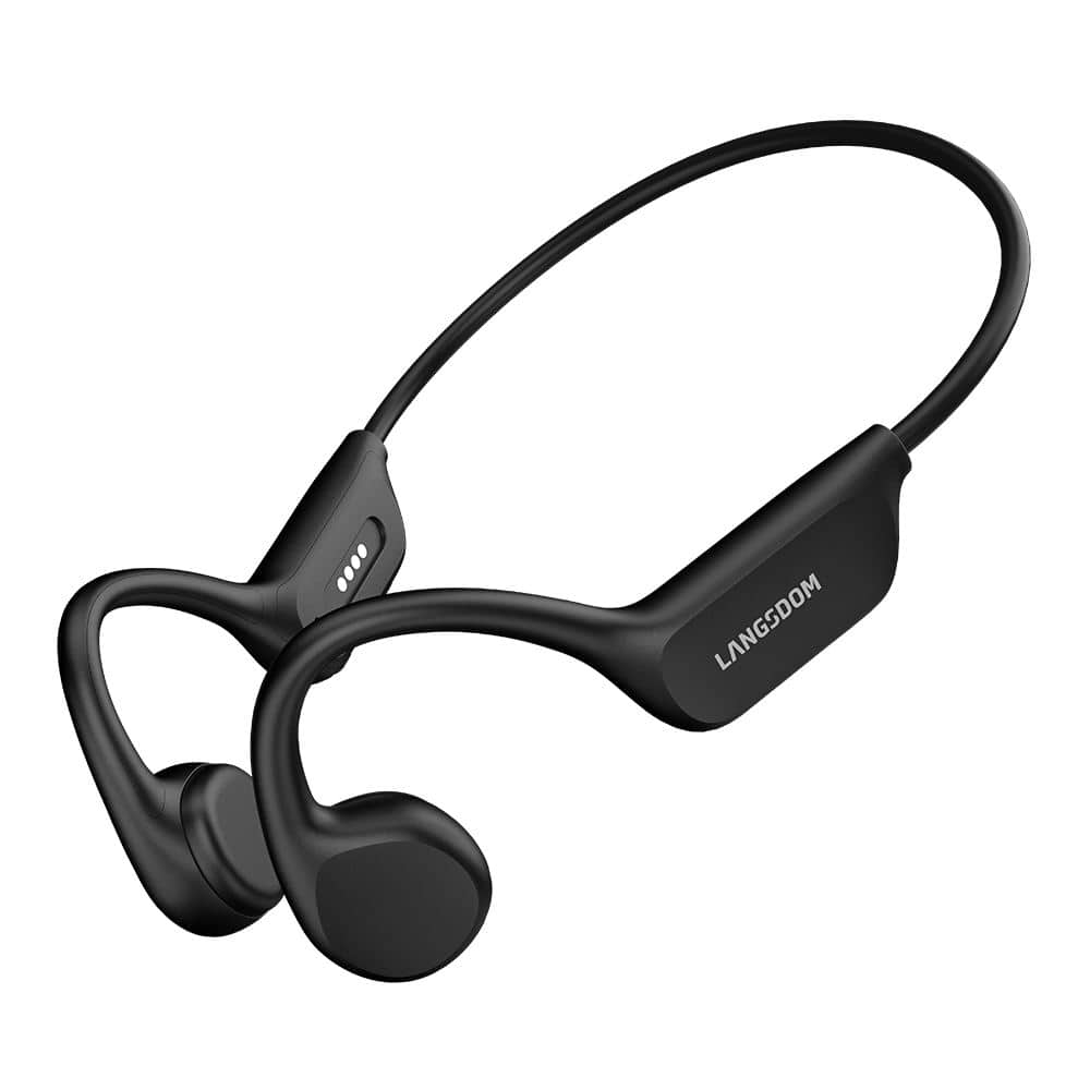 Front. PRIMEPLUS - Swimming IPX8 Waterproof Headset Bluetooth Bone Conduction Headphones MP3 Mode Sports Wireless Earbuds - Black.