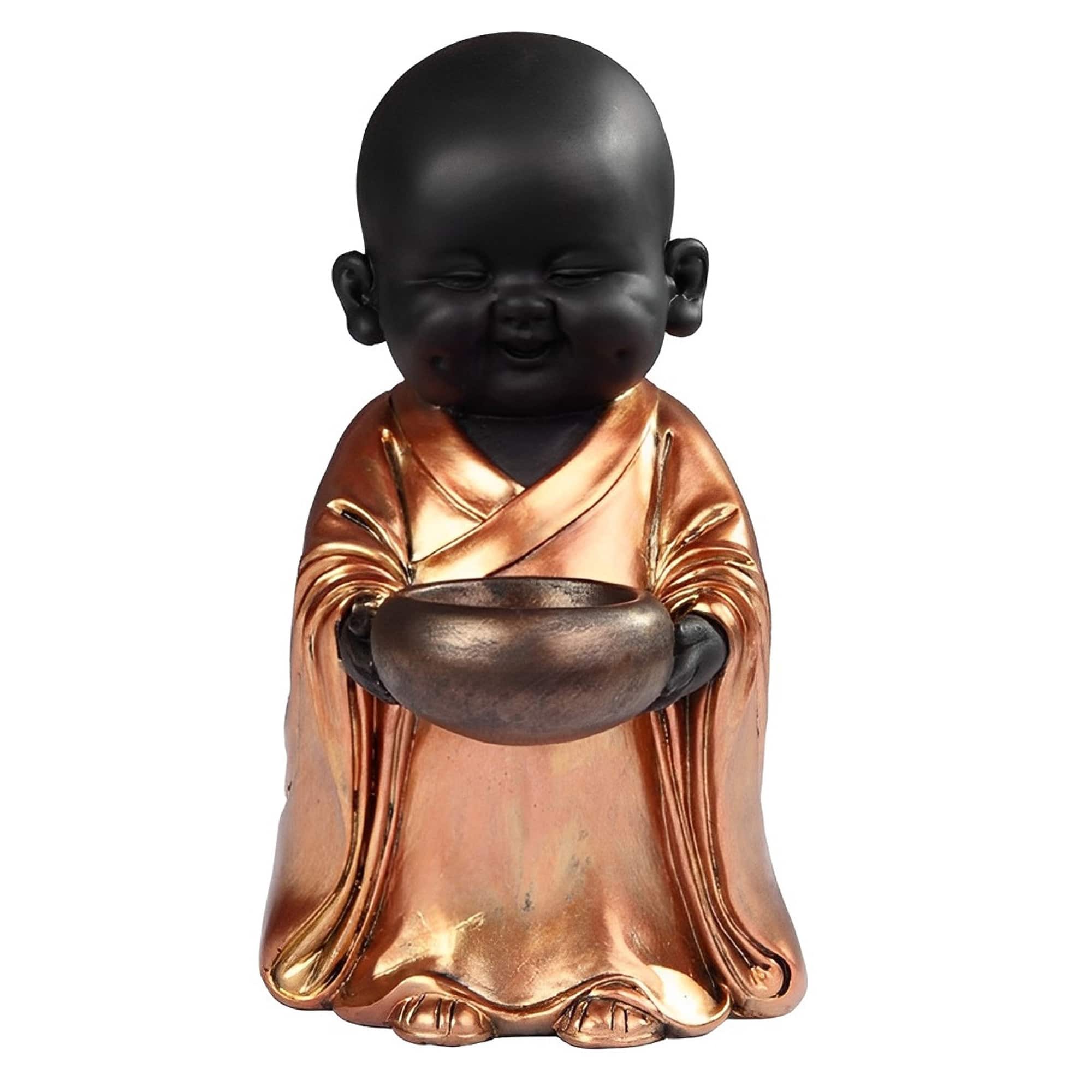 FC Design - 7"H Standing Little Buddhist Monk with Alms Bowl Figurine Statue Office Desk Tabletop Home Decor Gift - Multi-Color