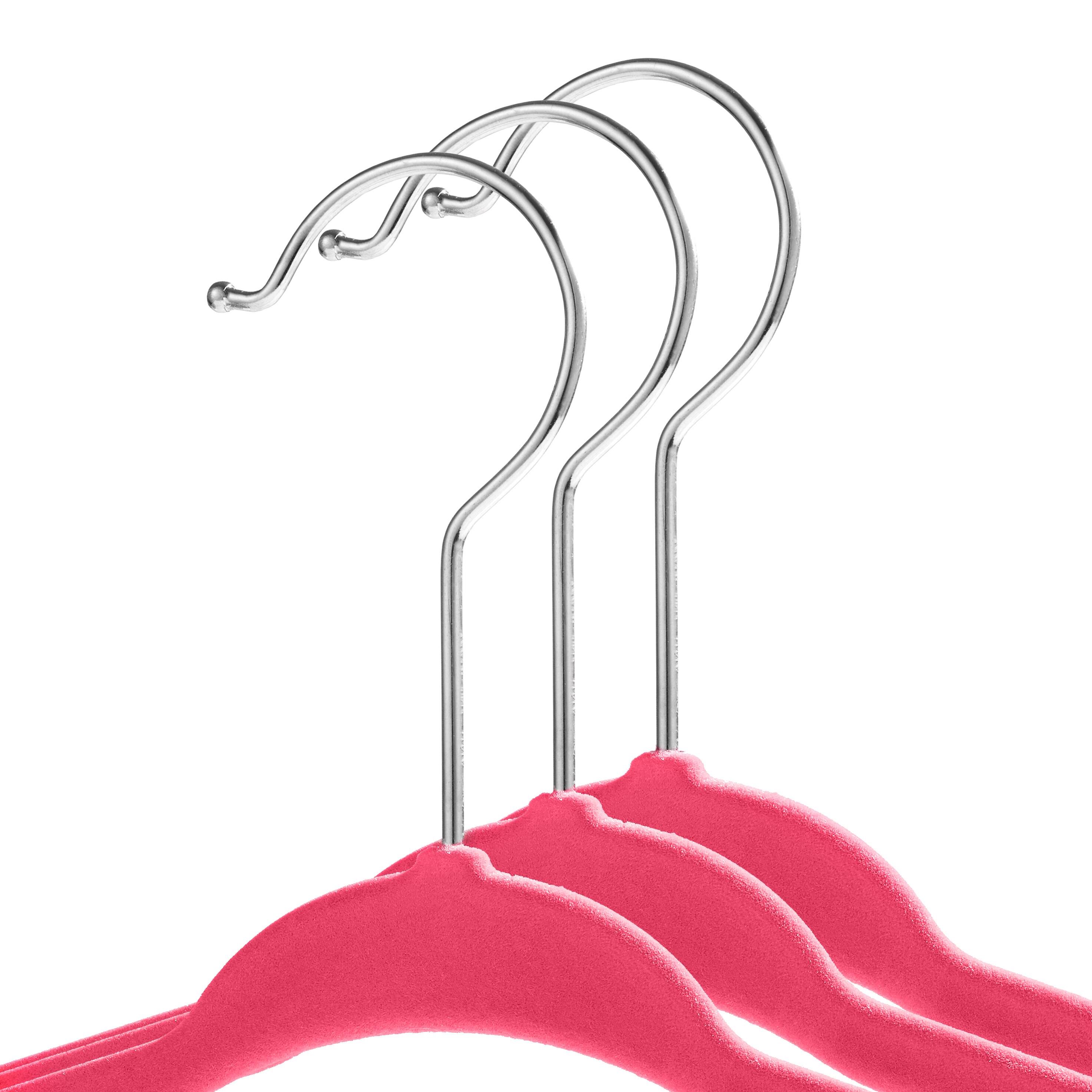 Alt View 1. Casafield - 50 Velvet 11-in Baby Hangers - Pink.