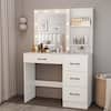 Front. Costway - Costway Makeup Vanity Desk with Mirror and Lights Charging Station 3-Color LED Lights White - White.