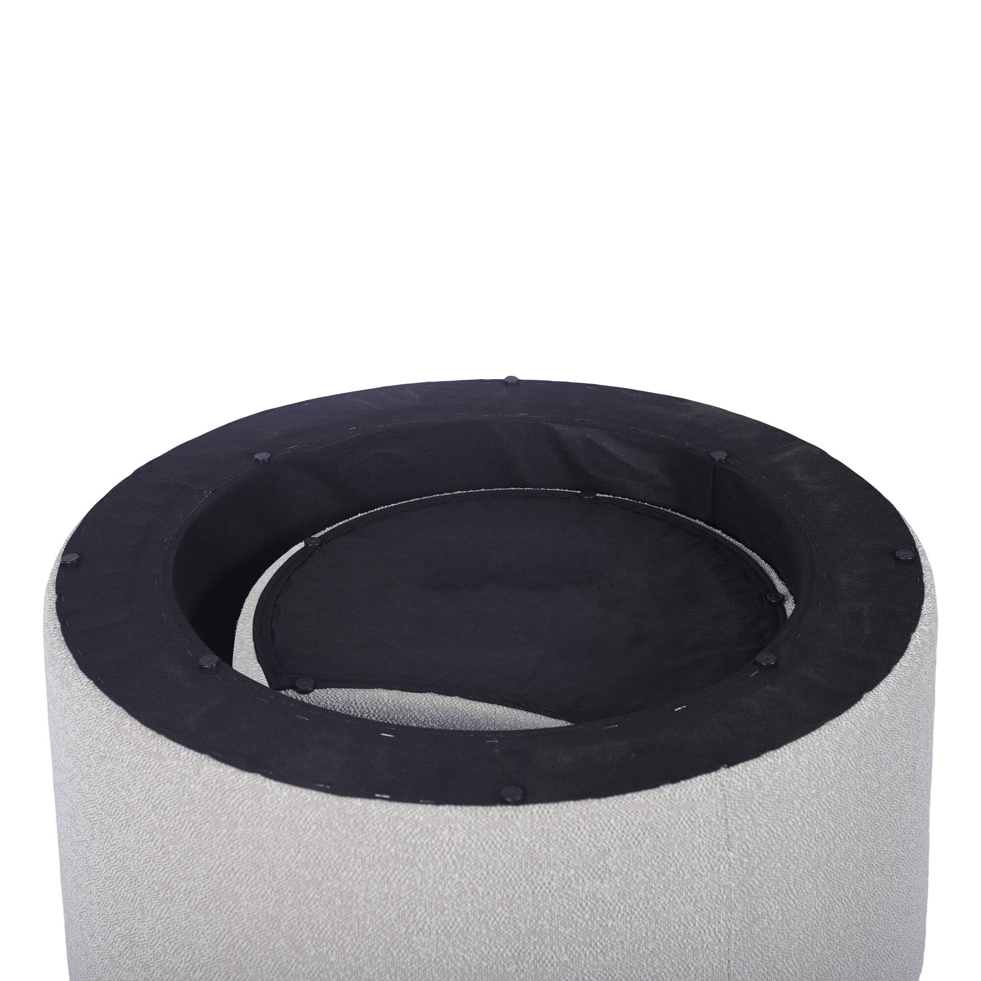 Alt View 6. Loheer - Loheer Upholstered Nesting Coffee Tables Beige Ottoman Set of Two Fabric Footrest Seat for Living Room - Beige.