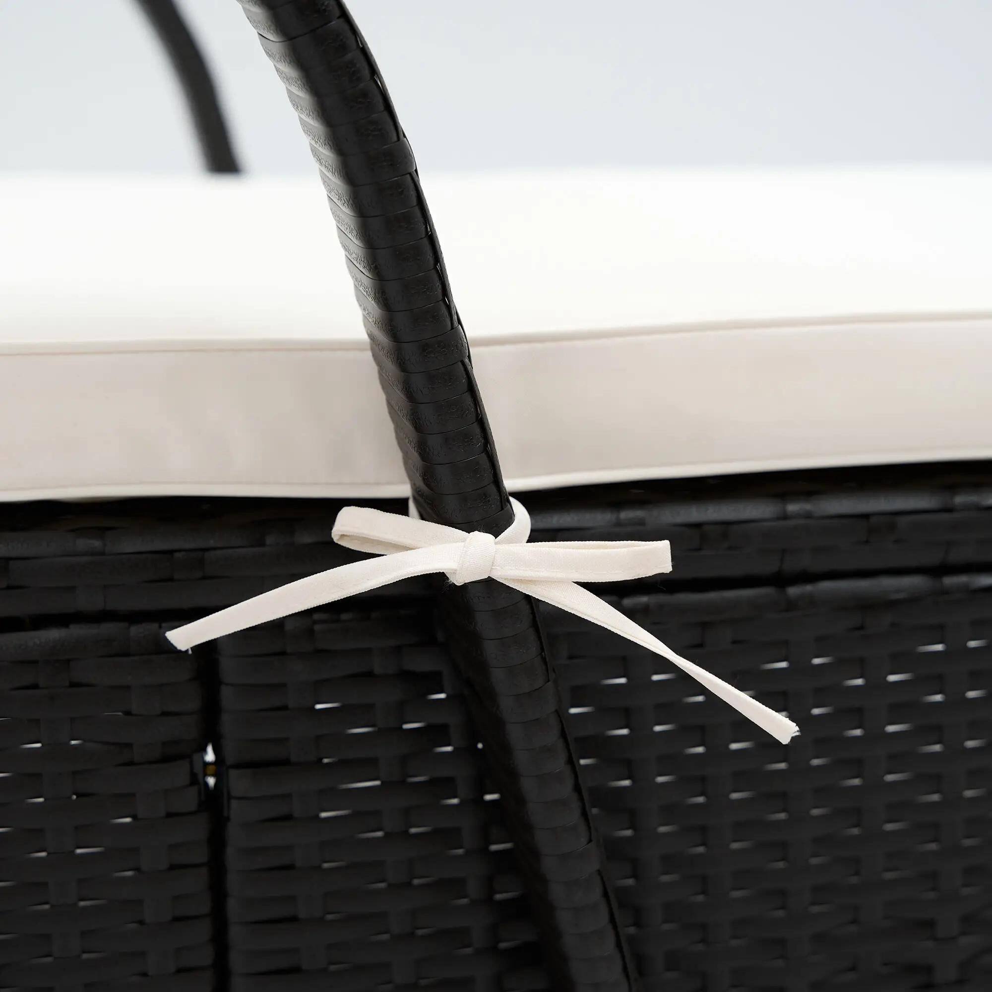 Back. Resenkos - Resenkos 2 Reclining Chaise Lounge Chairs, Outdoor Sectional Furniture, PE Rattan, White - Deep Coffee and Cream White.