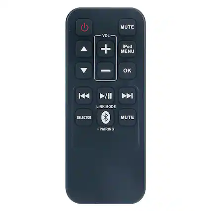 - MUTE
- VOL +
- iPod MENU
- OK
- VOL -
- LINK MODE
- SELECTOR
- PAIRING
- MUTE
- LINK RINGING