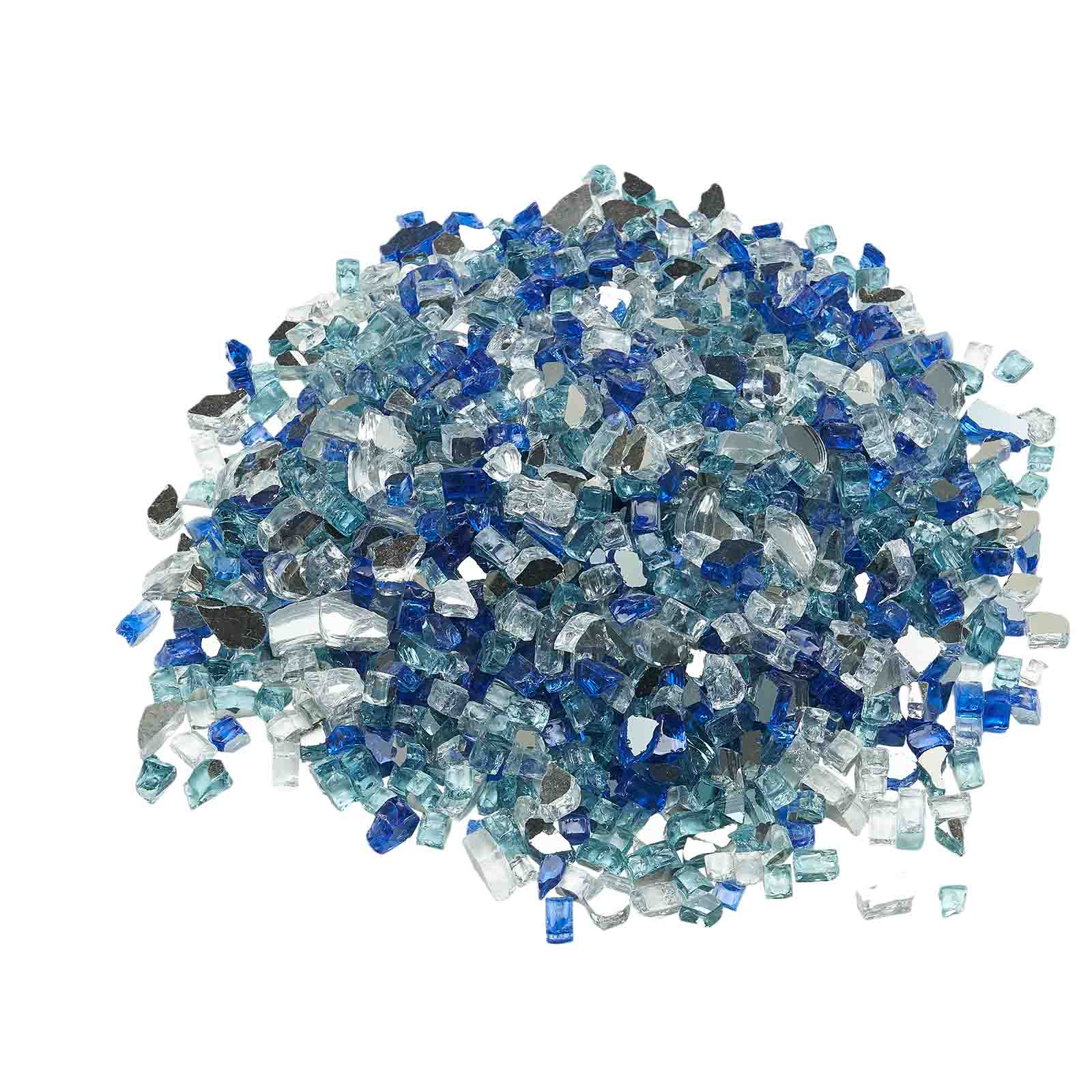 Alt View 5. VEVOR - Fire Glass, 10 LBS / 4.5 KG Fireplace Rocks, 1/2-Inch / 12.7 mm Reflective Firepit Glass Rock, High Luster & Smokeless - Cobalt Blue + Light Blue + Transparent.