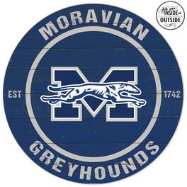 Jardine - Moravian Greyhounds 20'' x 20'' Indoor/Outdoor Weathered Circle Sign - Blue