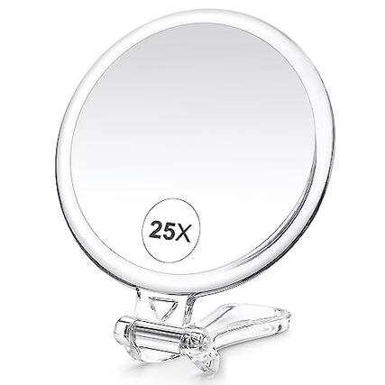 Front. Comfort Essence - 30x Magnifying Mirror For Travel With Handle Double-sided 1x/30x Magnification Hand Makeup Desk 5 Inches - Clear-25x.