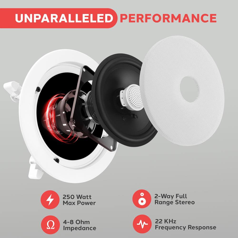 UNPARALLELED PERFORMANCE

- 250 Watt Max Power
- 4-8 Ohm Impedance
- 2-Way Full Range Stereo
- 22 KHz Frequency Response