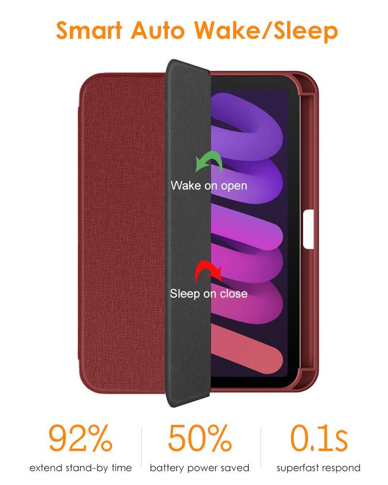 Smart Auto Wake/Sleep  
Wake on open  
Sleep on close  

92% extend stand-by time  
50% battery power saved  
0.1s superfast respond