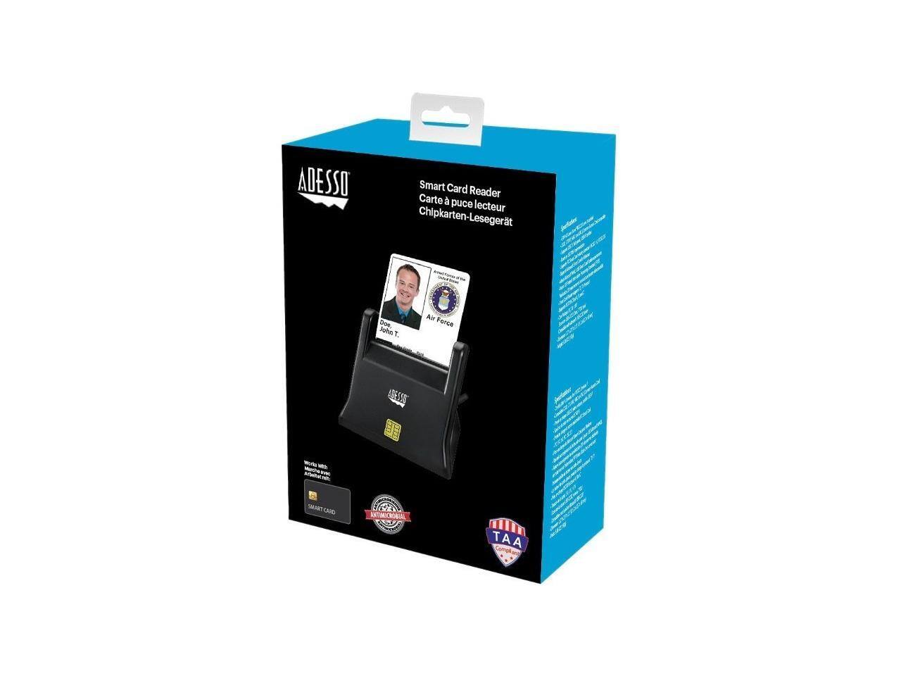 Adesso - SCR-300 Smart Card Reader USB SCR300 - Black