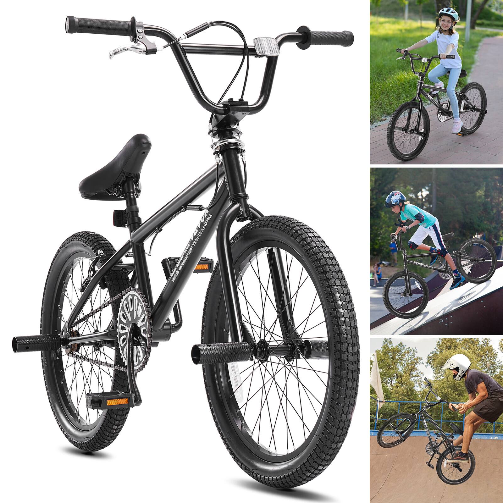 VEVOR - BMX Bike, 20-Inch Wheel Freestyle Bike, BMX Race Bike with 360° Rotor and 4 Pegs, Beginner-Level BMX to Advanced Riders - Black