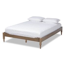 Baxton Studio - Laure French Bohemian Weathered Oak Finished Wood Platform Bed Frame - Weathered Grey