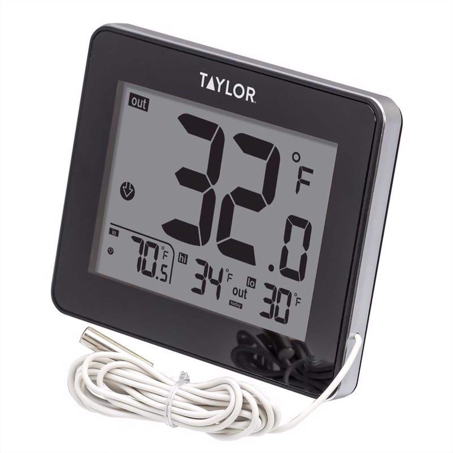 Taylor - Wire Probe Digital Thermometer Plastic Black 3.15 in.