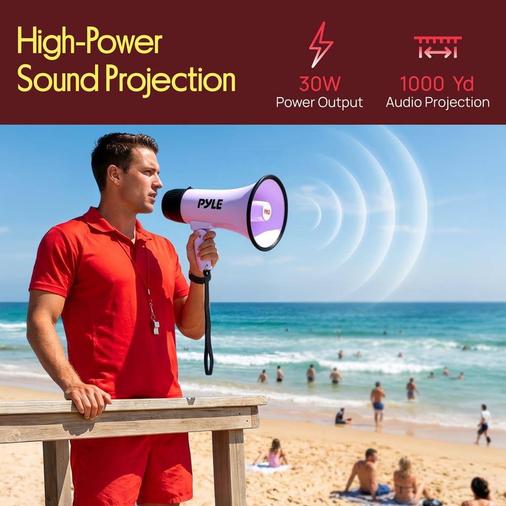 High-Power Sound Projection  
30W Power Output  
1000 Yd Audio Projection  
PYLE