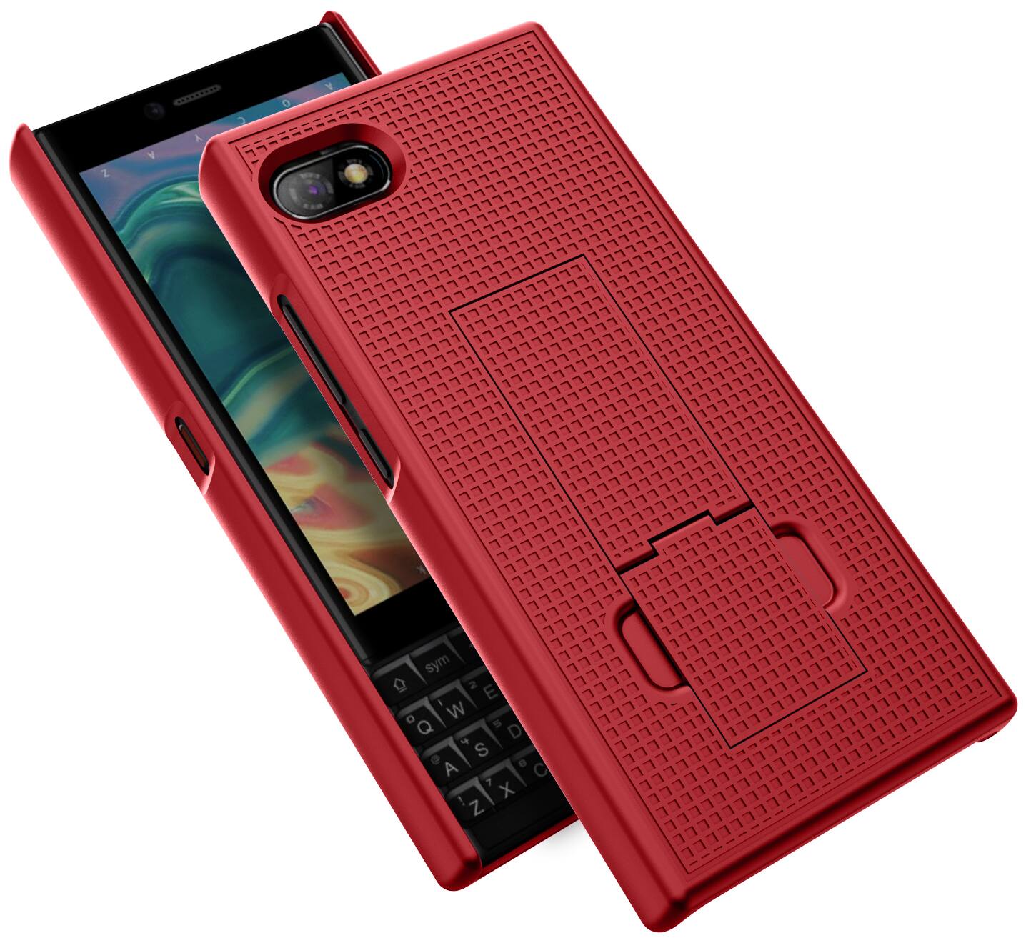 Alt View 5. Nakedcellphone - Case with Stand and Belt Clip Holster Combo for Unihertz Titan Slim - Red.