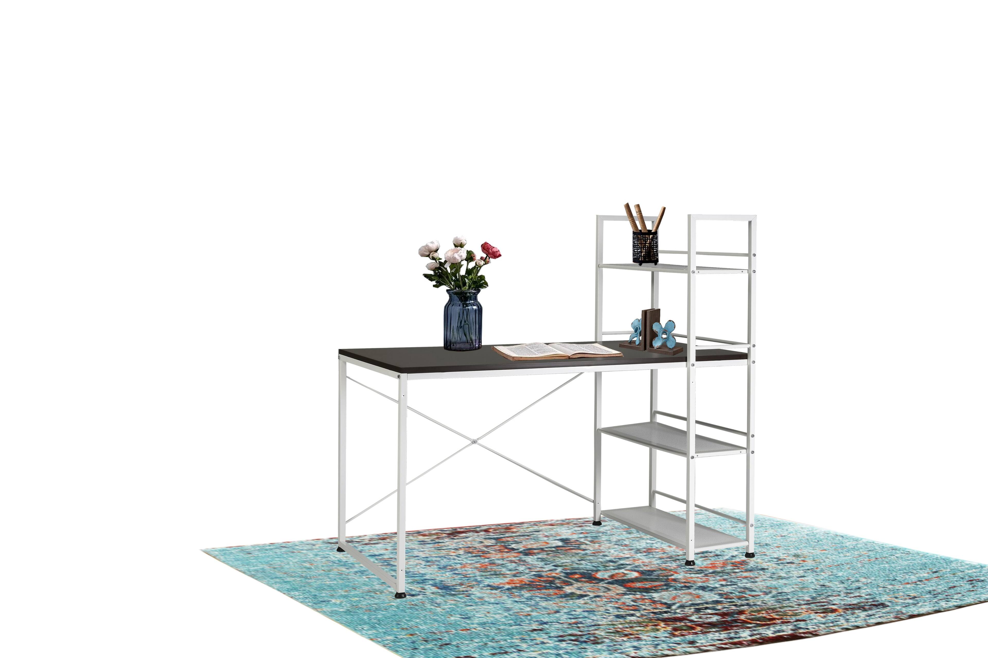 Front. APRILSOUL - Reversible Smart Workstation Wooden Desk White and Brown - Brown+White.