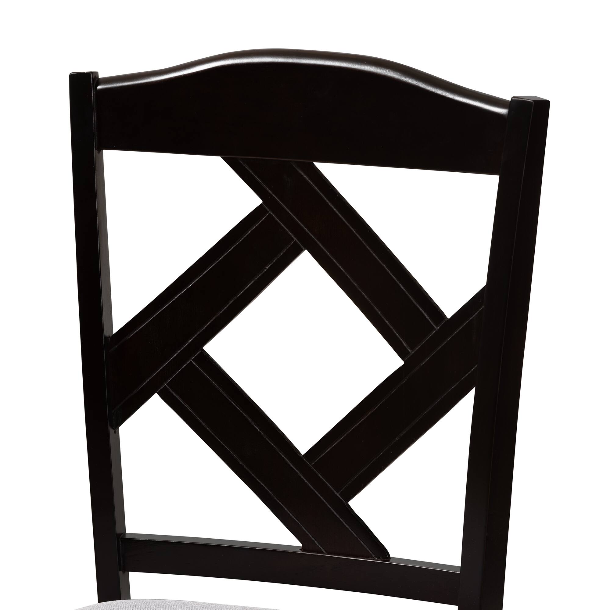 Back. Baxton Studio - Set of 2 Ruth Modern and Contemporary Fabric Upholstered and Espresso Finished Dining Chairs - Grey/Espresso Brown.