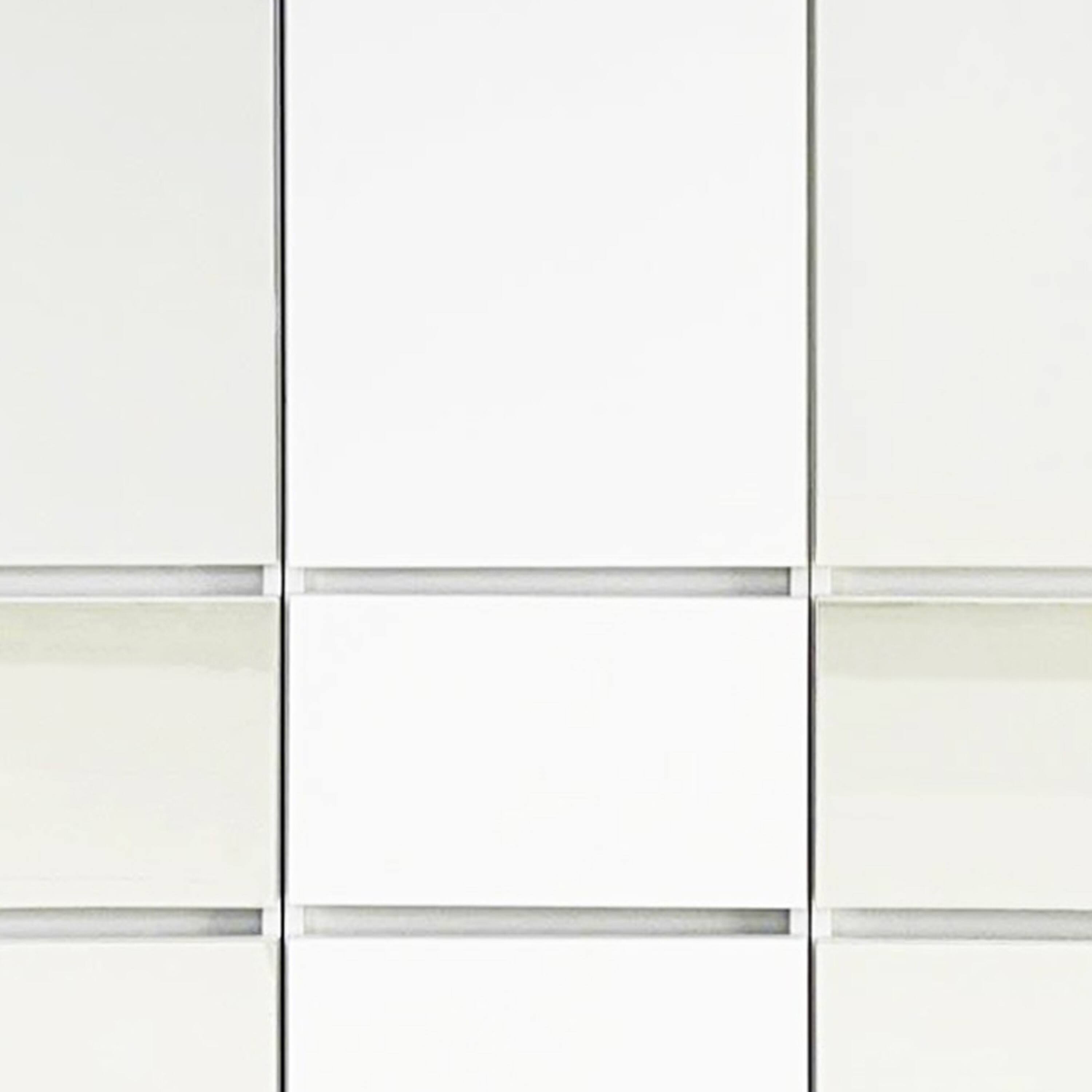 Left. Manhattan Lane - Ely Closet Cabinet Set, Double Mirror Doors, 5 Drawers, 71 Inch, White - White and Black.