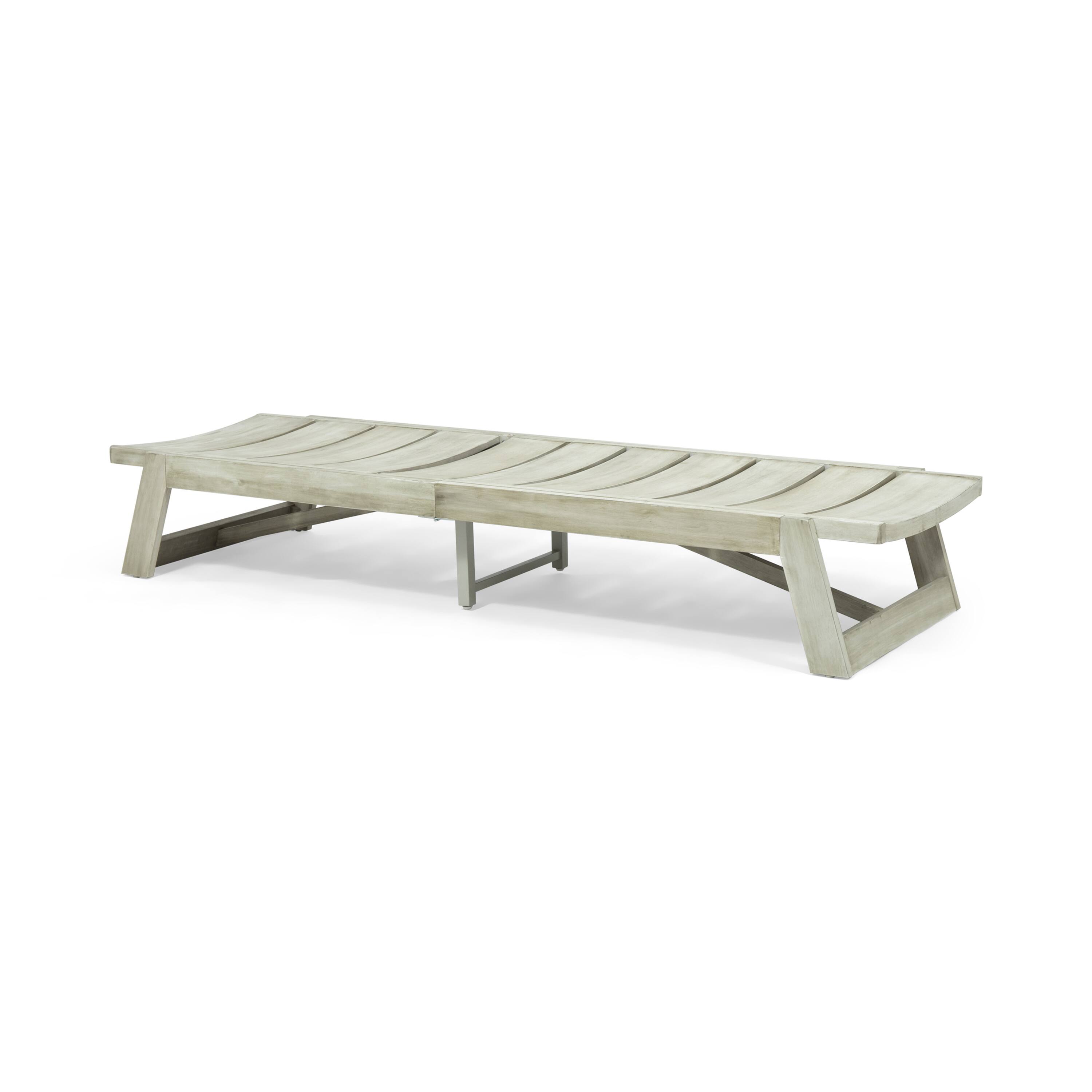 Alt View 1. Mondawe - Set of 2 Outdoor Acacia Wood Chaise Lounge Set - Grey.