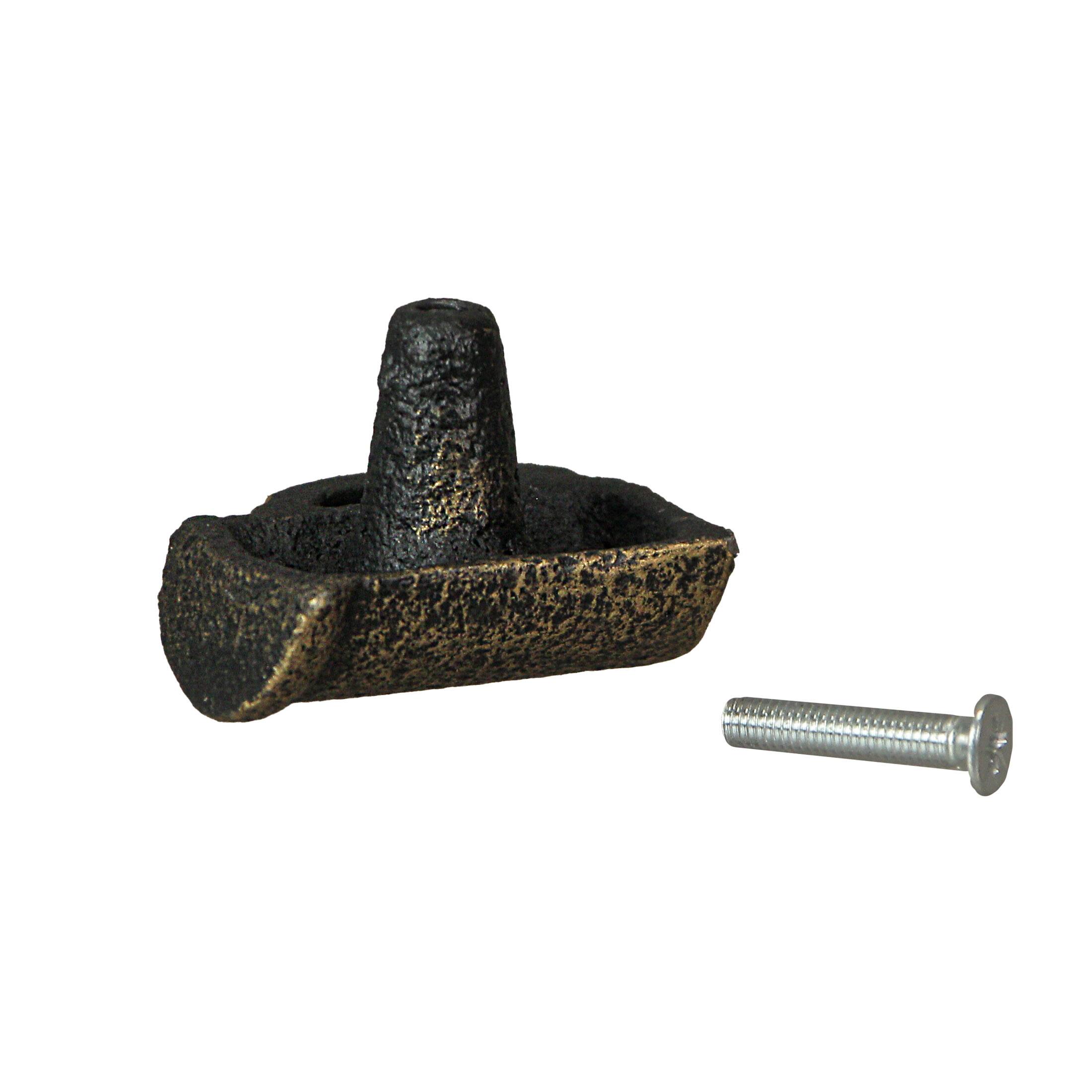 Alt View 7. Zeckos - Antique Gold Finish Cast Iron Beer Mug Cabinet Knob Drawer Pulls Set of 6 - Gold.