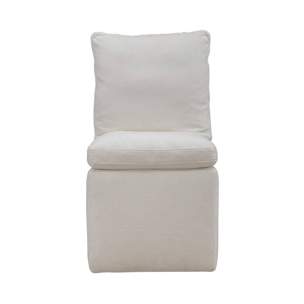 Back. Liberty Furniture Industries - Accent Dining Chair with Castors - Squared Back - Ivory Upholstry - White.